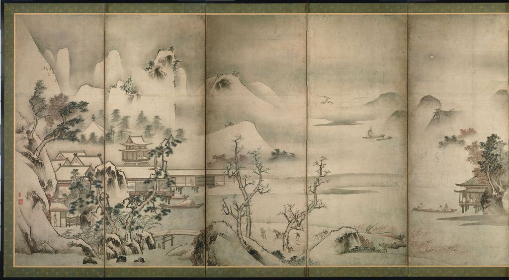 室町时代 四季山水图屏风-一屏预览图
