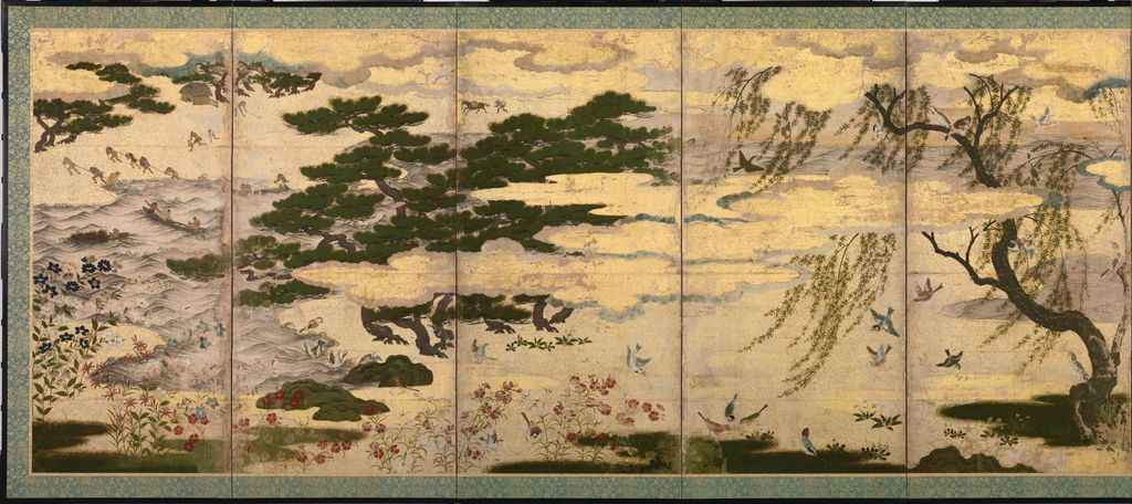 室町时代 浜松图屏风-第一屏预览图
