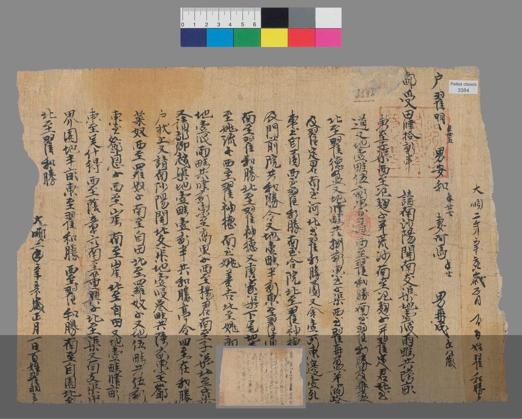 大顺二年辛亥岁正月一日百姓翟明明等户状手稿缩略图