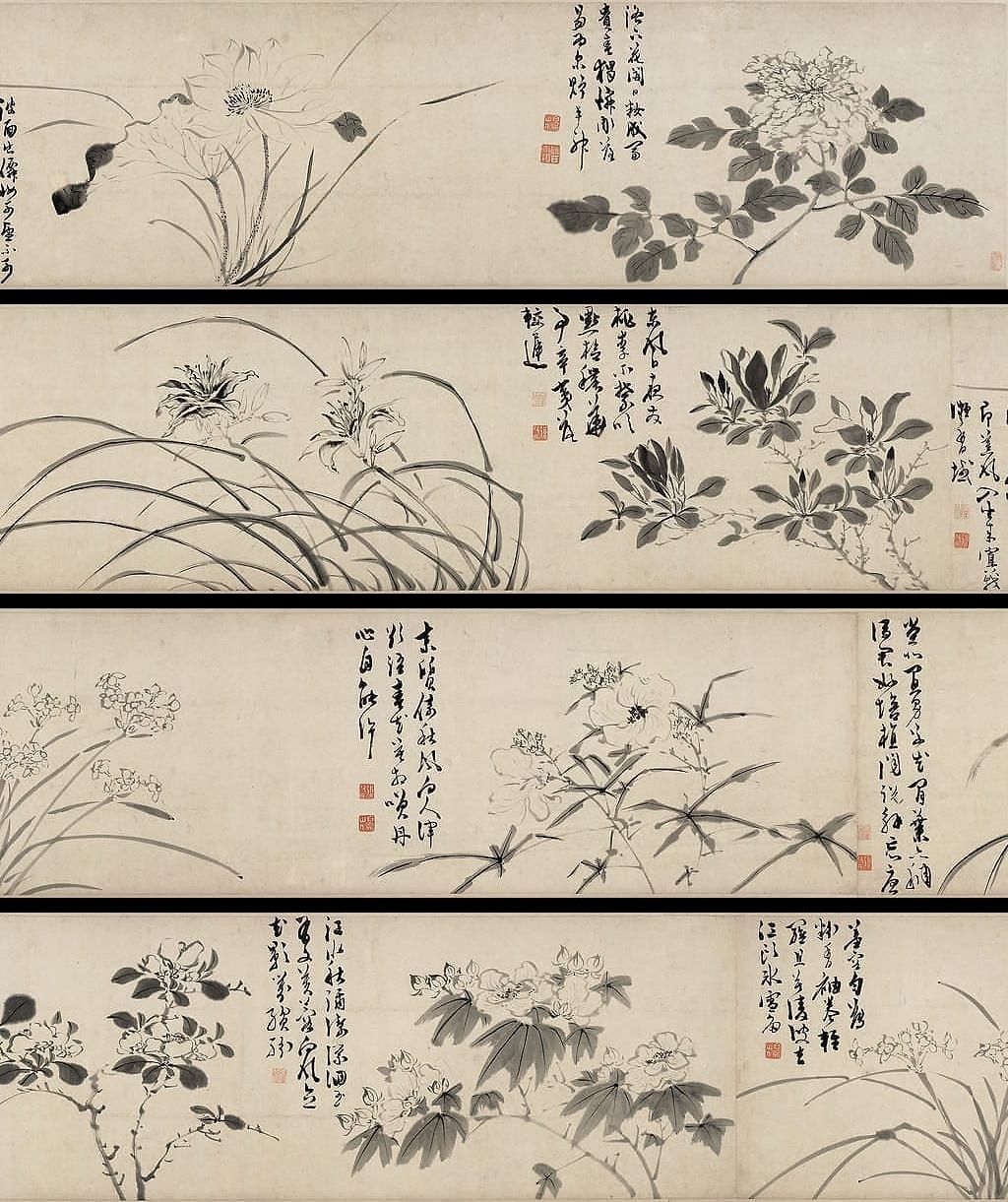 墨笔花卉图卷预览图