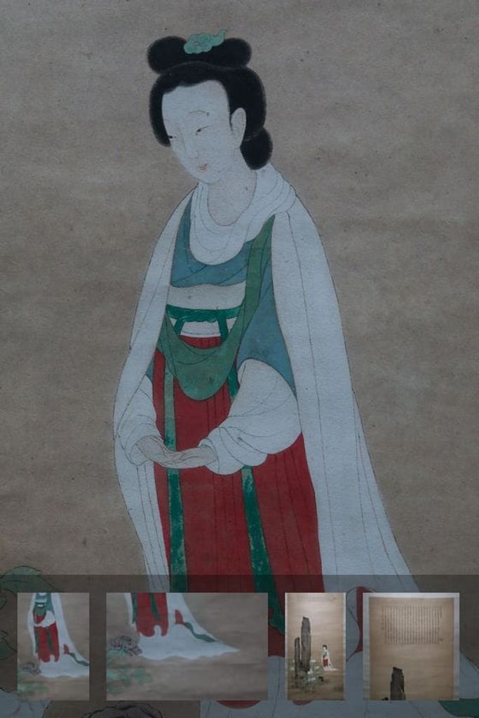 陆灿、薛䲖合画云华惜花图轴预览图